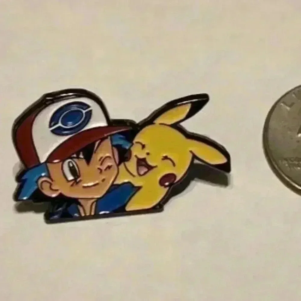Dynamic Duo: Pokemon Ash and Pikachu Brooch Enamel Pin - Picture 3 of 4